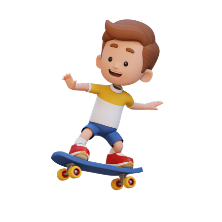 Kid Riding Skateboard  3D Icon
