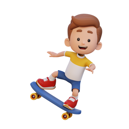 Kid Riding Skateboard  3D Icon