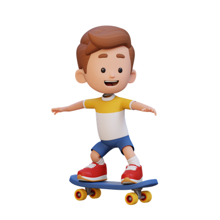 Kid Riding Skateboard  3D Icon