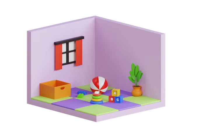 Kids Playroom  3D Illustration