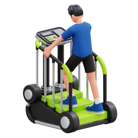 Kids Stepping On Mini Pedal Machine  3D Illustration