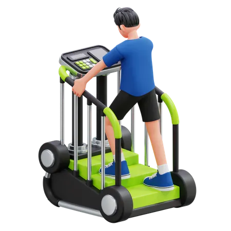 Kids Stepping On Mini Pedal Machine  3D Illustration