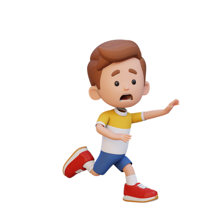 Kind, Junge, Laufen, Und, Gruselig  3D Illustration