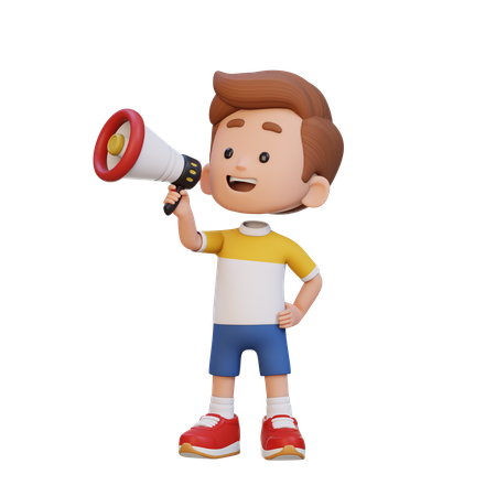 Kind, Junge, Schreien, Auf, Megaphon  3D Icon