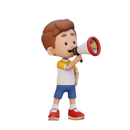 Kind, Junge, Schreien, Auf, Megaphon  3D Icon