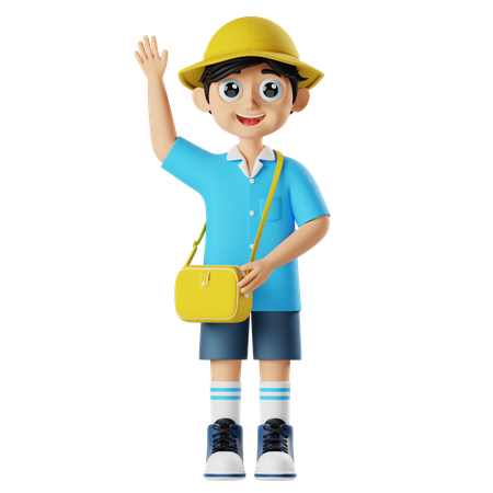 Kindergartenkinder winken mit den Händen  3D Icon