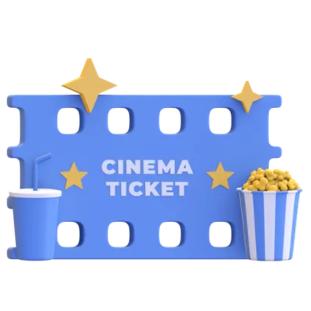 Kinoticket Symbol Mit Popcorn Symbol Unterhaltung 3 D Render Illustration 3D Illustration