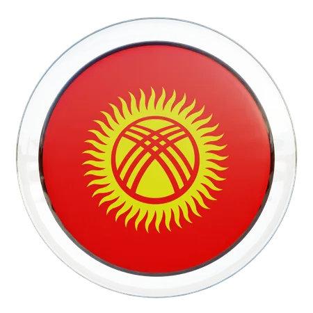 Drapeau rond du Kirghizistan  3D Icon