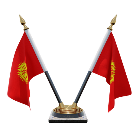 Soporte para bandera de escritorio doble (V) de Kirguistán  3D Icon