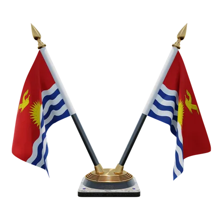 Kiribati-Doppel-Tischflaggenständer  3D Flag