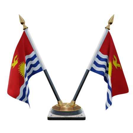Kiribati Doppelter (V) Tischflaggenständer  3D Icon