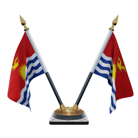 Porte-drapeau double bureau Kiribati  3D Flag