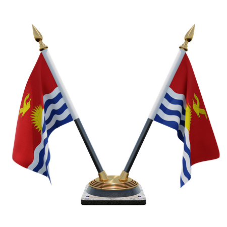 Kiribati Double Desk Flag Stand  3D Flag