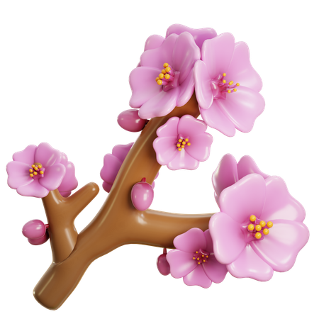Kirschblüte mit Zweig  3D Icon