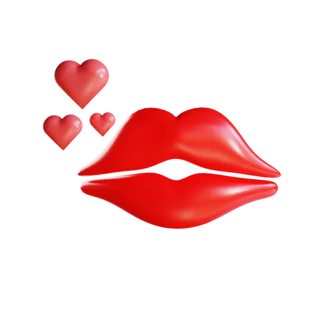 3 D Render Valentine Kiss 3D Icon
