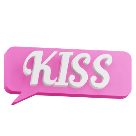 3 D Kiss Sticker Text With Transparent Background 3D Icon