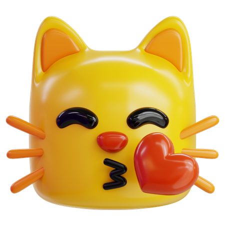 Kissing Cat Emoji  3D Icon