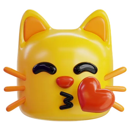 Kissing Cat Emoji  3D Icon