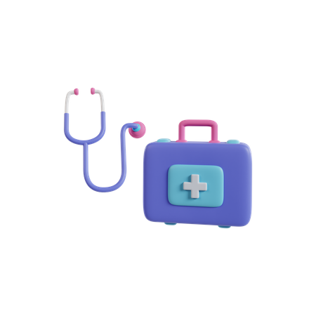 Trousse médicale avec stéthoscope  3D Icon