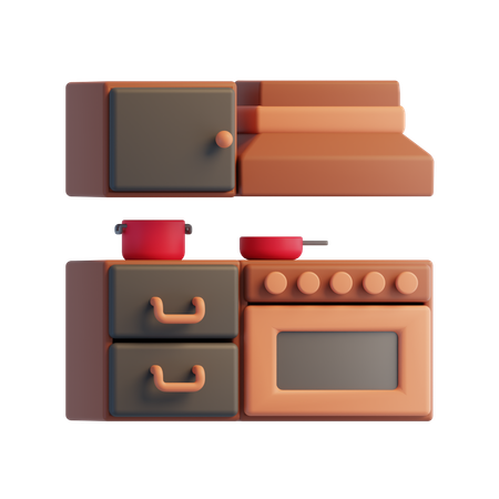 주방  3D Icon