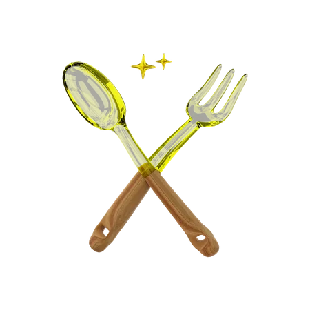 Kitchen Fork And Spoon  3D Illustration