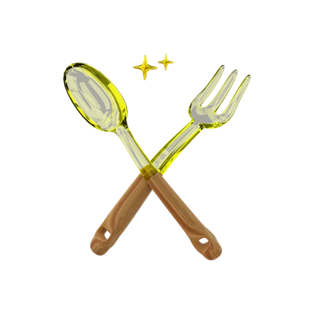 Kitchen Fork And Spoon 3D Illustration