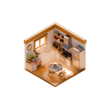 Kitchen Interior  3D Icon