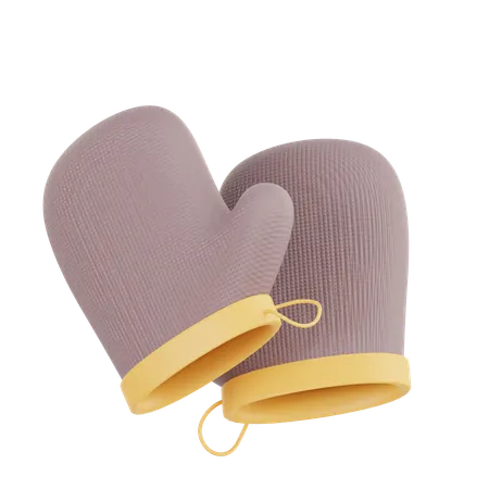 Kitchen Oven Mitts  3D Illustration