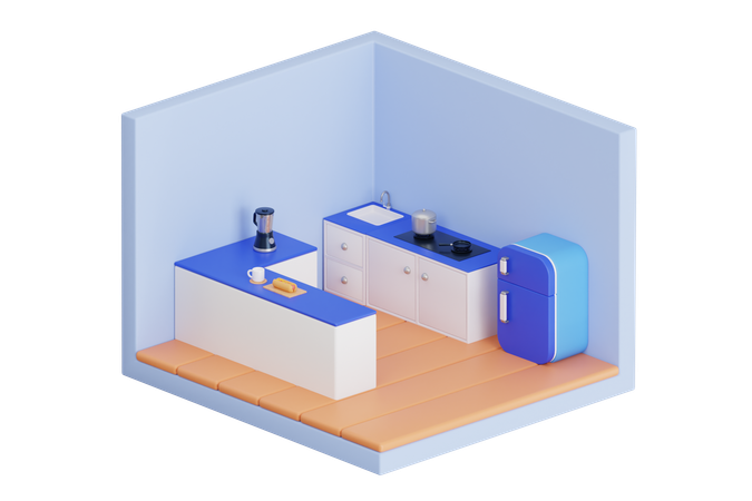 Kitchen Room  3D Illustration