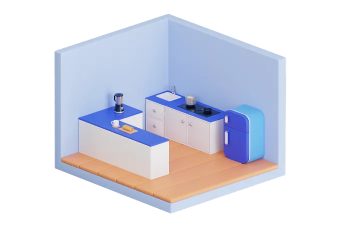 Kitchen Room  3D Illustration