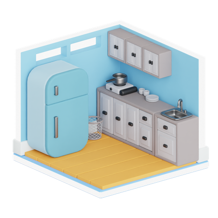 Kitchen Room  3D Illustration