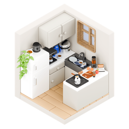 Kitchen room  3D Illustration