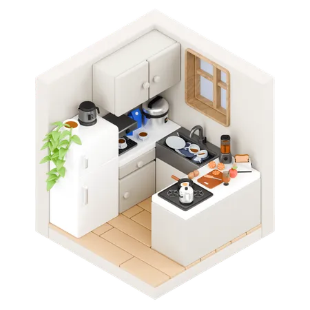 Kitchen room  3D Illustration