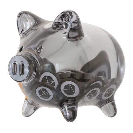 Klaytn (KLAY) Clear Glass Piggy Bank  3D Icon