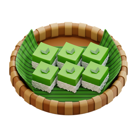 Indonesischer Klebreis-Pandan-Klebreiskuchen  3D Icon