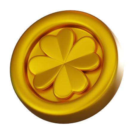 Kleeblatt Goldmünze  3D Icon