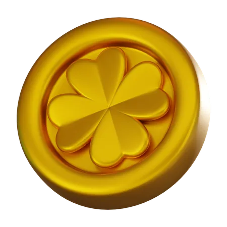 Kleeblatt Goldmünze  3D Icon