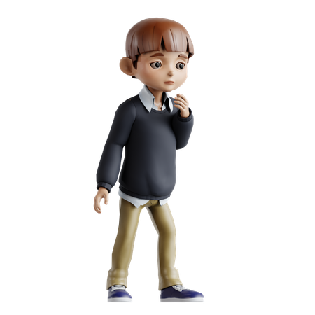 Kleiner Junge denkt etwas  3D Icon