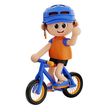 Kleiner Junge begeistert für Radrennen  3D Illustration