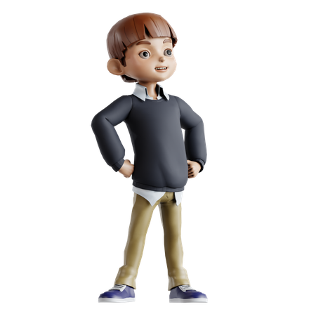 Kleiner Junge gibt Stylisten-Pose  3D Icon
