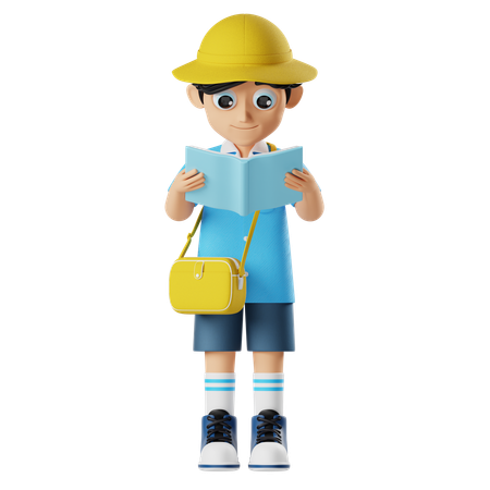 Kleiner Junge hält Buch beim Lesen  3D Icon