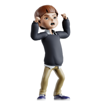 Kleiner Junge in Erfolgspose  3D Illustration