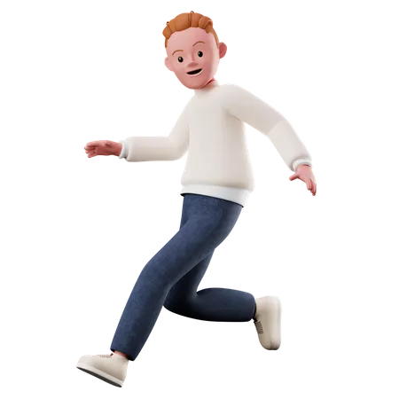 Kleiner Junge mit Lauf- und Sprungpose  3D Illustration