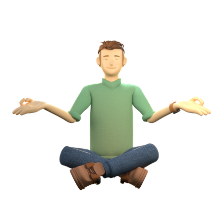 Kleiner Junge in Meditationspose  3D Illustration