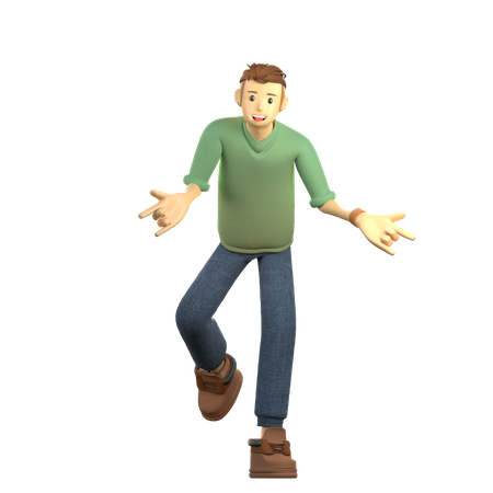 Kleiner Junge in Rockpose  3D Illustration