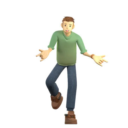 Kleiner Junge in Rockpose  3D Illustration