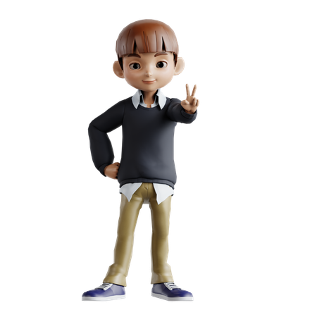 Kleiner Junge in Siegerpose  3D Illustration