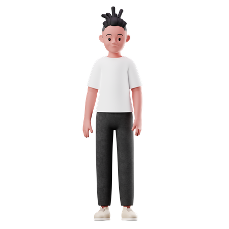 Kleiner Junge mit stehender Pose  3D Illustration