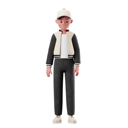 Kleiner Junge mit stehender Pose  3D Illustration