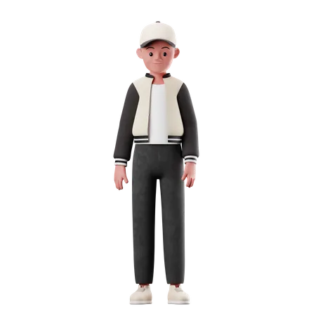 Kleiner Junge mit stehender Pose  3D Illustration